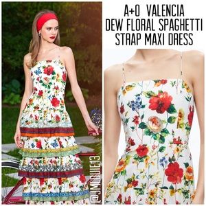 Alice Olivia Valencia Dew Floral Spaghetti Strap Maxi Dress